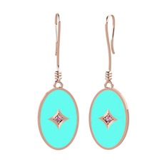 Amara Küpe - Pembe kuvars 18 ayar rose altın küpe (Turkuaz mineli) #1fon51x