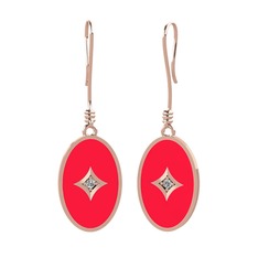 Beyaz zirkon 14 ayar rose altın küpe (Kırmızı mineli)
