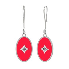 Pırlanta 925 ayar gümüş küpe (0.03 karat, kırmızı mineli)