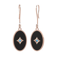 Amara Küpe - Akuamarin 18 ayar rose altın küpe (Siyah mineli) #1o0a4xe