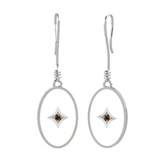 Amara Küpe - Dumanlı kuvars 8 ayar beyaz altın küpe (Beyaz mineli) #1oelh87