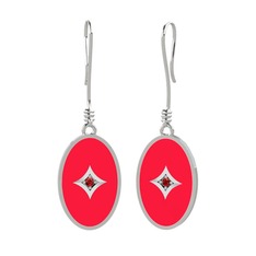 Garnet 18 ayar beyaz altın küpe (Kırmızı mineli)