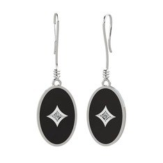 Amara Küpe - Swarovski 14 ayar beyaz altın küpe (Siyah mineli) #1r8uhz0