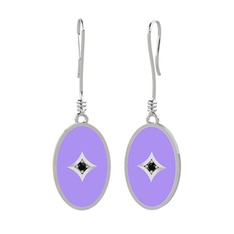 Amara Küpe - Siyah zirkon 18 ayar beyaz altın küpe (Menekşe mineli) #1wxw5fj