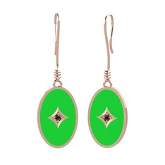 Amara Küpe - Dumanlı kuvars 18 ayar rose altın küpe (Yeşil mineli) #2ujd3c