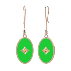 Amara Küpe - Sitrin 925 ayar rose altın kaplama gümüş küpe (Yeşil mineli) #591sgk