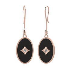 Amara Küpe - Swarovski 18 ayar rose altın küpe (Siyah mineli) #7a702r