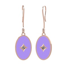 Pırlanta 8 ayar rose altın küpe (0.03 karat, menekşe mineli)