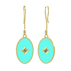 Pırlanta 8 ayar altın küpe (0.03 karat, turkuaz mineli)