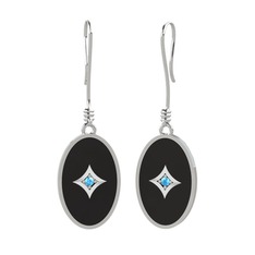 Amara Küpe - Akuamarin 14 ayar beyaz altın küpe (Siyah mineli) #9b2jot