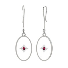 Amara Küpe - Rodolit garnet 8 ayar beyaz altın küpe (Beyaz mineli) #afulg1