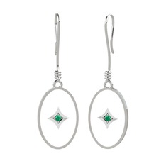 Amara Küpe - Kök zümrüt 8 ayar beyaz altın küpe (Beyaz mineli) #czxg99