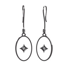 Amara Küpe - Swarovski 925 ayar siyah rodyum kaplama gümüş küpe (Beyaz mineli) #dvskmd