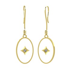 Swarovski 14 ayar altın küpe (Beyaz mineli)