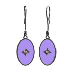 Amara Küpe - Pembe kuvars 925 ayar siyah rodyum kaplama gümüş küpe (Menekşe mineli) #hp1z3r