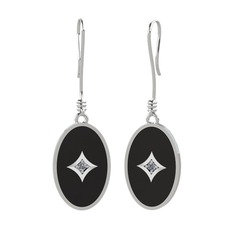 Amara Küpe - Pırlanta 14 ayar beyaz altın küpe (0.03 karat, siyah mineli) #i2pdpr