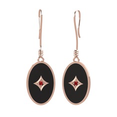 Amara Küpe - Garnet 14 ayar rose altın küpe (Siyah mineli) #n2y31x