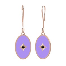 Siyah zirkon 18 ayar rose altın küpe (Menekşe mineli)