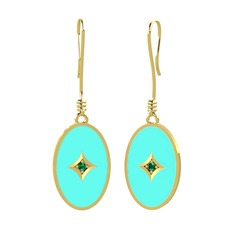 Amara Küpe - Yeşil kuvars 18 ayar altın küpe (Turkuaz mineli) #r8zrag