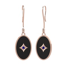 Lab safir 14 ayar rose altın küpe (Siyah mineli)