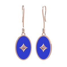 Amara Küpe - Pembe kuvars 8 ayar rose altın küpe (Lacivert mineli) #ta451y