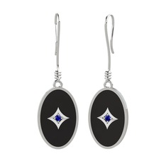 Amara Küpe - Lab safir 18 ayar beyaz altın küpe (Siyah mineli) #wa85lv