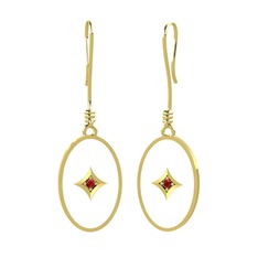 Garnet 18 ayar altın küpe (Beyaz mineli)