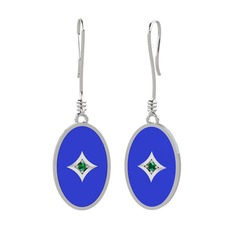 Amara Küpe - Yeşil kuvars 8 ayar beyaz altın küpe (Lacivert mineli) #x7jfca