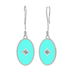 Beyaz zirkon 925 ayar gümüş küpe (Turkuaz mineli)