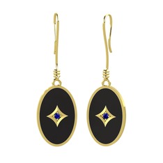 Amara Küpe - Lab safir 18 ayar altın küpe (Siyah mineli) #xmcc5