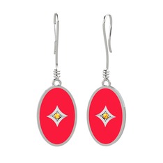 Amara Küpe - Sitrin 14 ayar beyaz altın küpe (Kırmızı mineli) #xrmic0