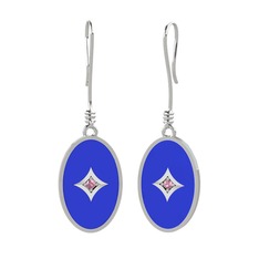 Pembe kuvars 925 ayar gümüş küpe (Lacivert mineli)