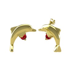 Garnet 8 ayar altın küpe