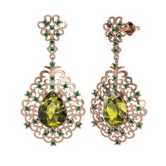 Dalila Küpe - Peridot ve yeşil kuvars 18 ayar rose altın küpe #10qwwh8