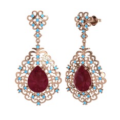 Dalila Küpe - Kök yakut ve akuamarin 18 ayar rose altın küpe #11mcjds