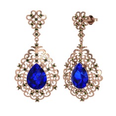 Lab safir ve peridot 8 ayar rose altın küpe