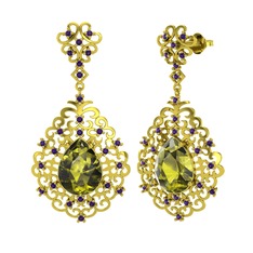 Dalila Küpe - Peridot ve ametist 925 ayar altın kaplama gümüş küpe #11y2ehw