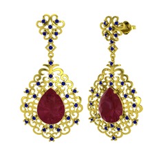 Dalila Küpe - Kök yakut ve lab safir 8 ayar altın küpe #12sngw8