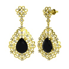 Dalila Küpe - Siyah zirkon ve swarovski 14 ayar altın küpe #134lbzk