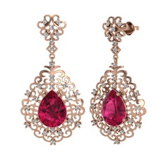 Dalila Küpe - Rodolit garnet ve beyaz zirkon 8 ayar rose altın küpe #13abeex