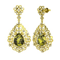 Dalila Küpe - Peridot ve swarovski 925 ayar altın kaplama gümüş küpe #15687fh