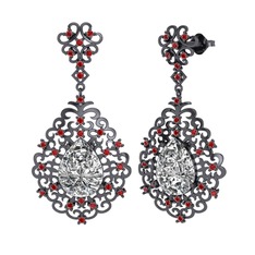 Dalila Küpe - Swarovski ve garnet 925 ayar siyah rodyum kaplama gümüş küpe #16yaz8v