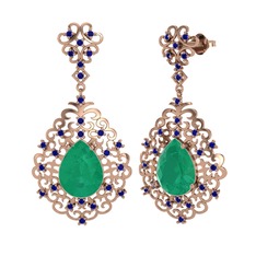 Dalila Küpe - Kök zümrüt ve lab safir 14 ayar rose altın küpe #175zkn8