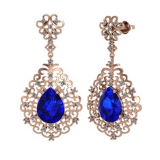 Dalila Küpe - Lab safir ve pırlanta 18 ayar rose altın küpe (1.04 karat) #186ob0