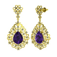 Dalila Küpe - Ametist ve pırlanta 18 ayar altın küpe (1.04 karat) #192xyen