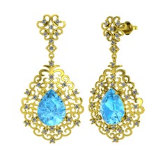 Dalila Küpe - Akuamarin ve pırlanta 925 ayar altın kaplama gümüş küpe (1.04 karat) #197c7qd