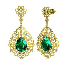 Yeşil kuvars ve swarovski 18 ayar altın küpe