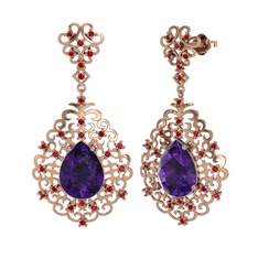 Dalila Küpe - Ametist ve garnet 14 ayar rose altın küpe #1a8824v