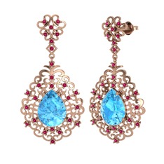 Akuamarin ve rodolit garnet 18 ayar rose altın küpe