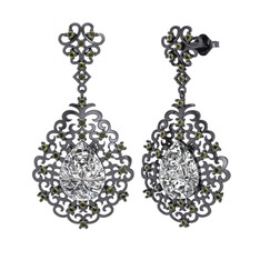 Dalila Küpe - Swarovski ve peridot 925 ayar siyah rodyum kaplama gümüş küpe #1ayytlw